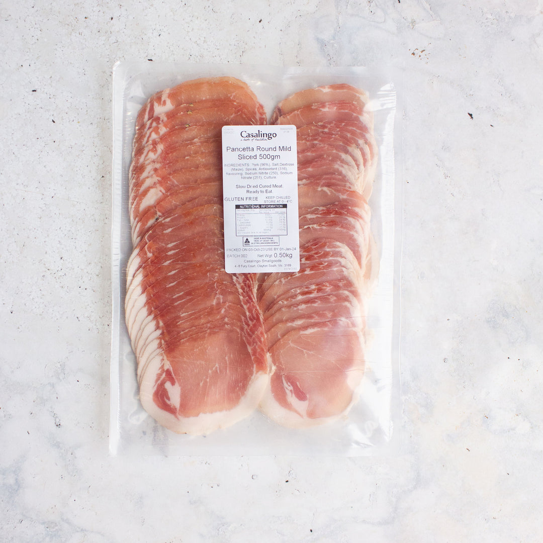 Pancetta Round Mild Sliced 500g